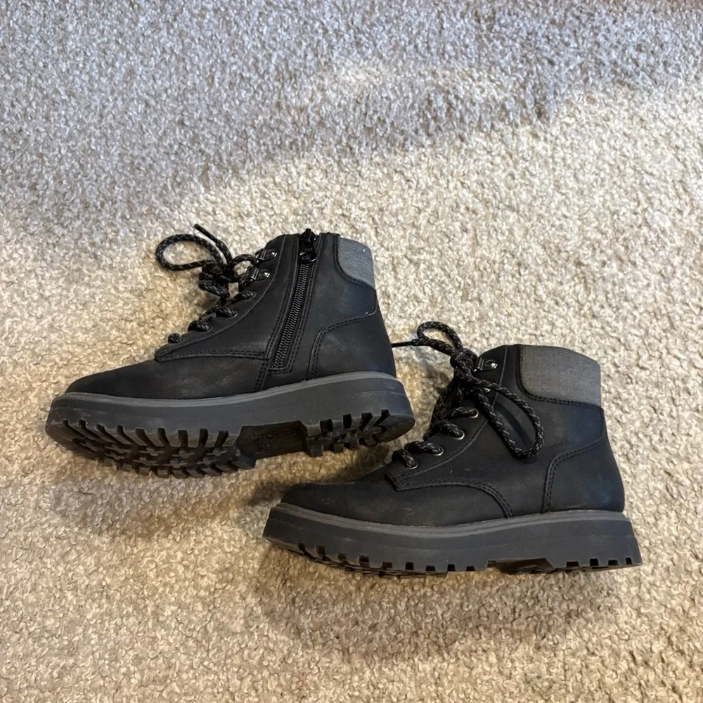 Cat & Jack Kids Black Boots Sz 13 Zipper Side Lace Work
